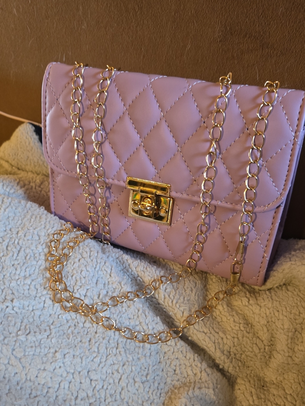 Quilted Lilac Chain Shoulder Bag - Elegant Women’s Crossbody